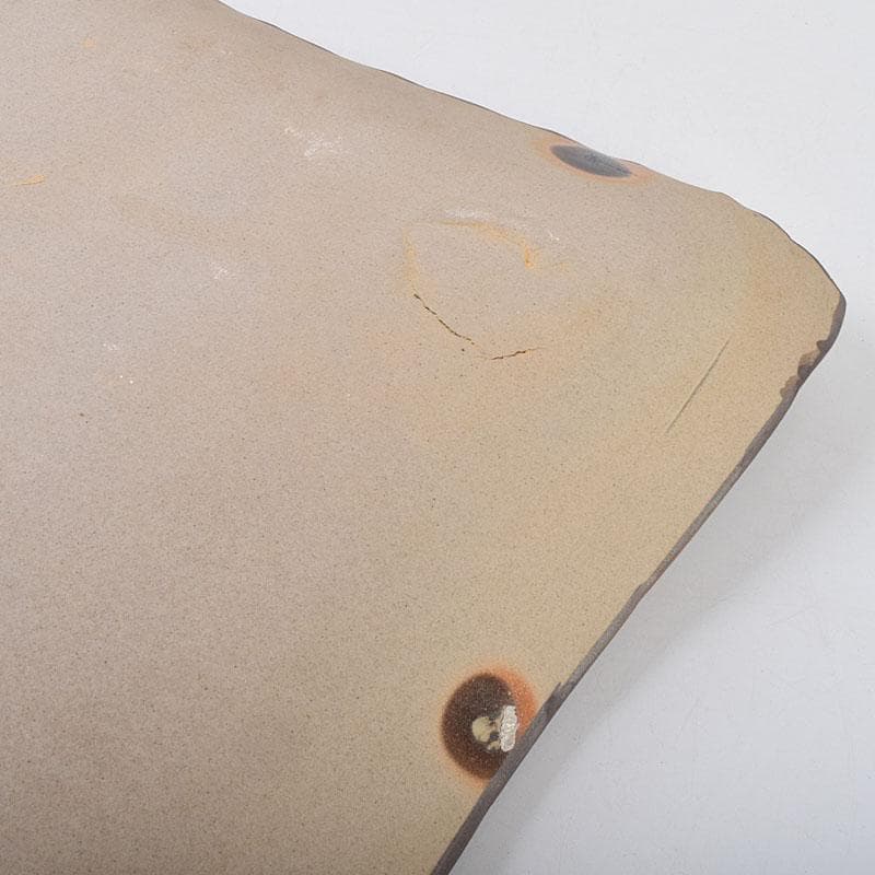 益子焼　堀越美紀作　自然釉　秋桜文　長皿　共箱　N　8681D