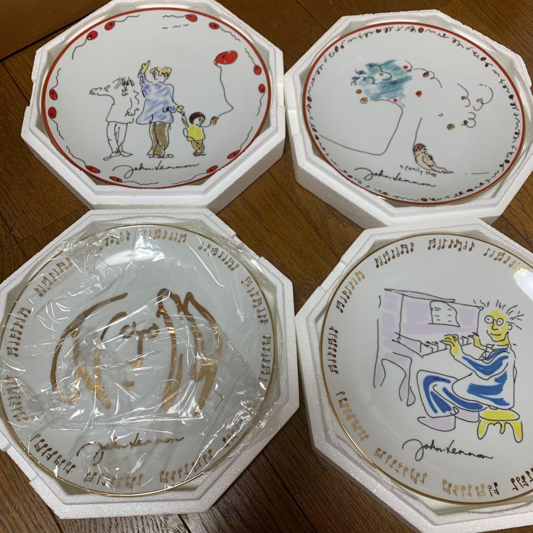 シリアル入限定品　ジョンレノン 絵皿 プレート　4枚セット新品未使用 ①