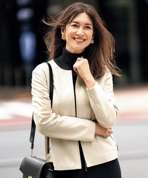 自由区　【mi-mollet掲載】ラムレザー ジャケット　クリーム