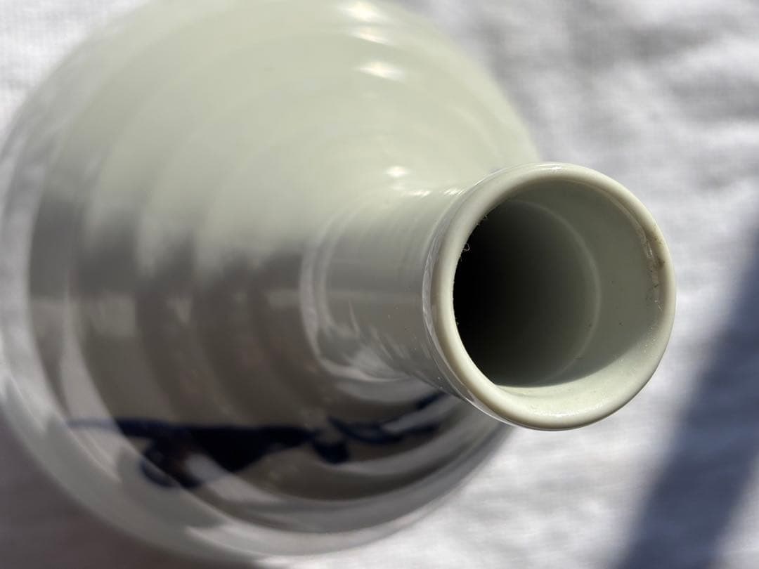 砥部焼　寿山　染付草花文　徳利　 花瓶　アンティーク小物