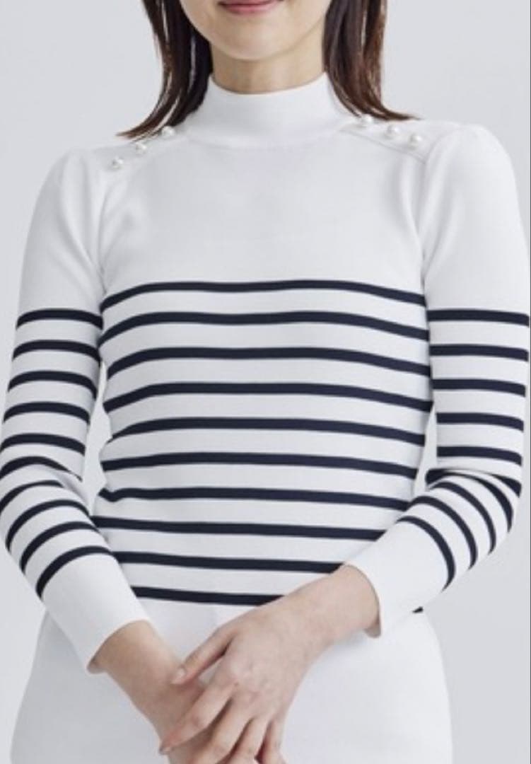 ボーダーズアットバルコニー ニット パール ボーダー レーヨン 美品 38