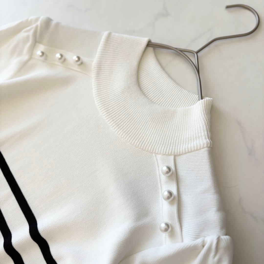 ボーダーズアットバルコニー ニット パール ボーダー レーヨン 美品 38