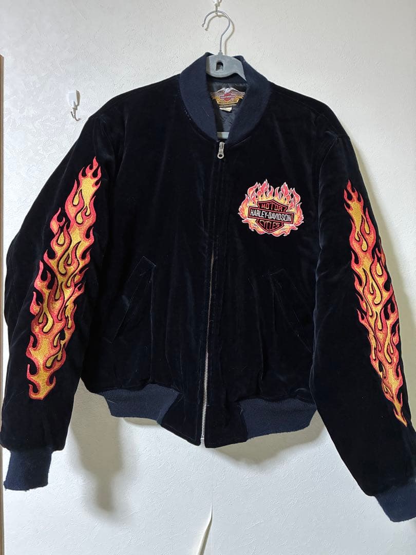 HARLEY-DAVIDSON フレイムス刺繍 ベルベットジャケット M