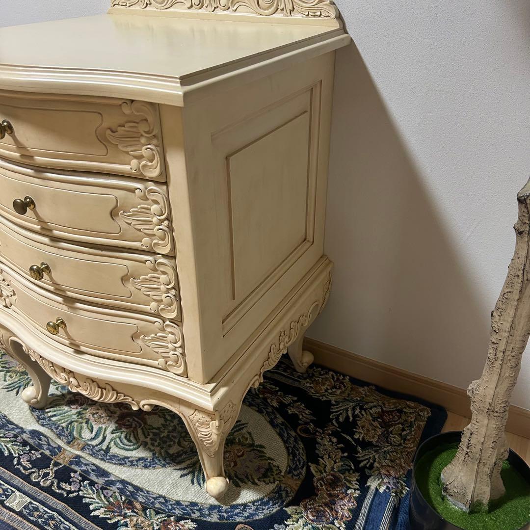 アイボリー 天然木 クラシックチェスト 4段　猫脚