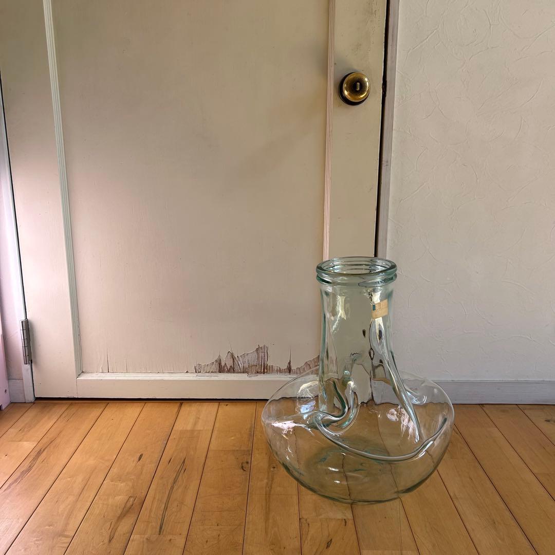 ☆ イタリア製☆特大 ガラス　フラワーベース　花瓶 オブジェ 花器 ビンテージ