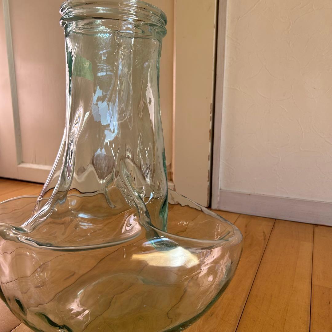 ☆ イタリア製☆特大 ガラス　フラワーベース　花瓶 オブジェ 花器 ビンテージ