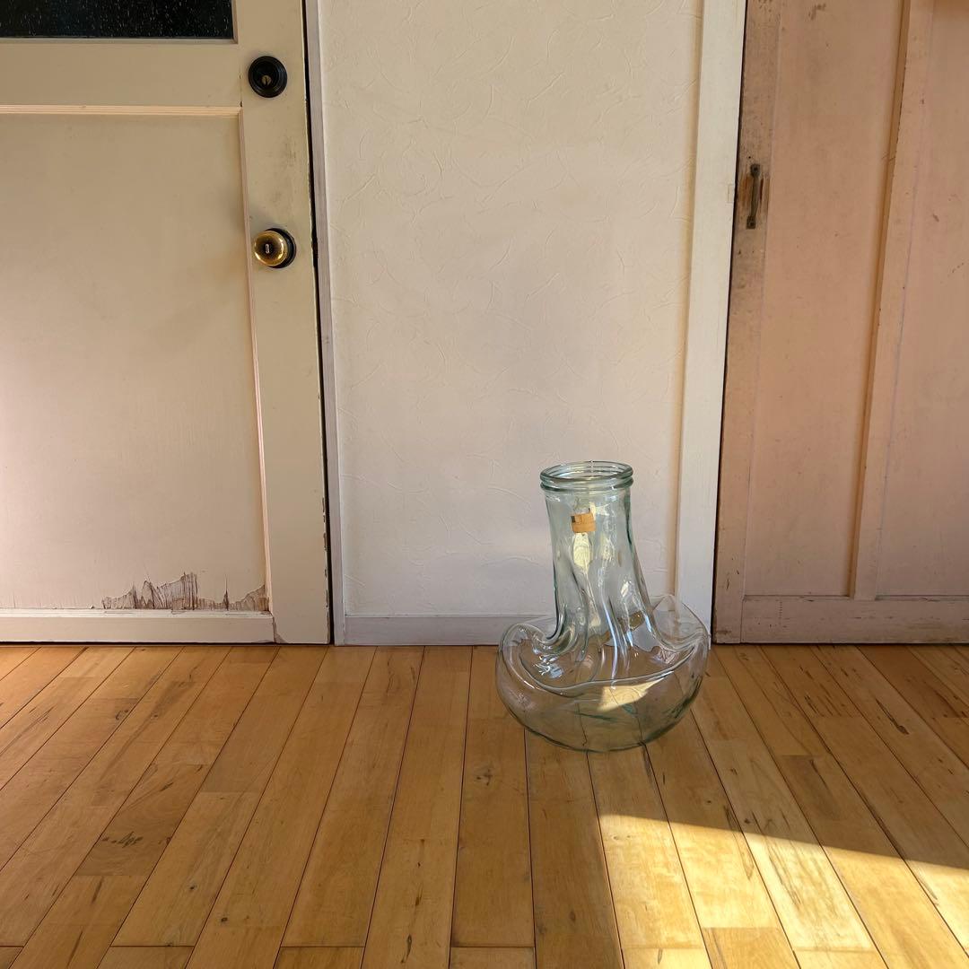 ☆ イタリア製☆特大 ガラス　フラワーベース　花瓶 オブジェ 花器 ビンテージ