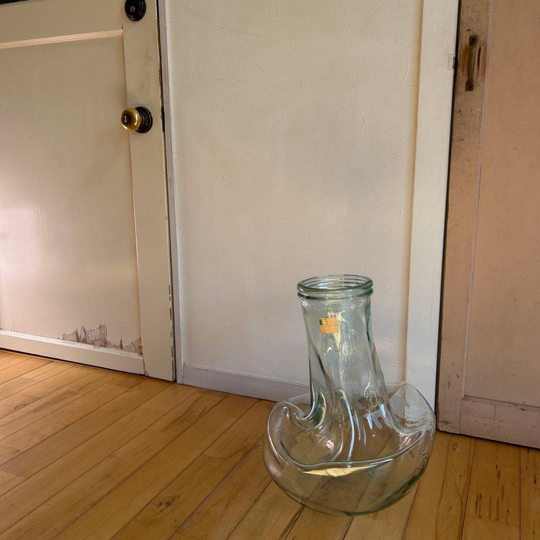 ☆ イタリア製☆特大 ガラス　フラワーベース　花瓶 オブジェ 花器 ビンテージ