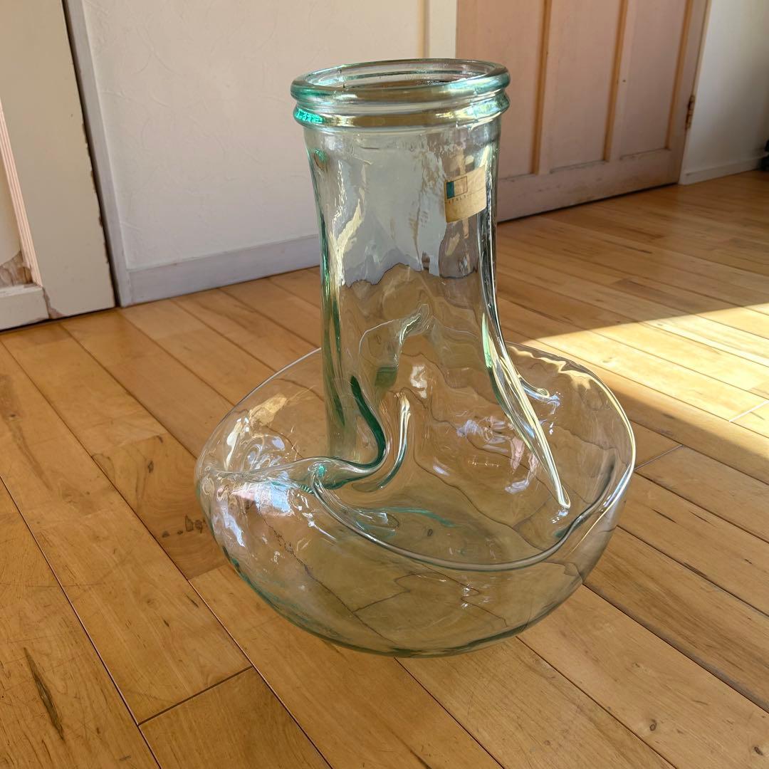 ☆ イタリア製☆特大 ガラス　フラワーベース　花瓶 オブジェ 花器 ビンテージ