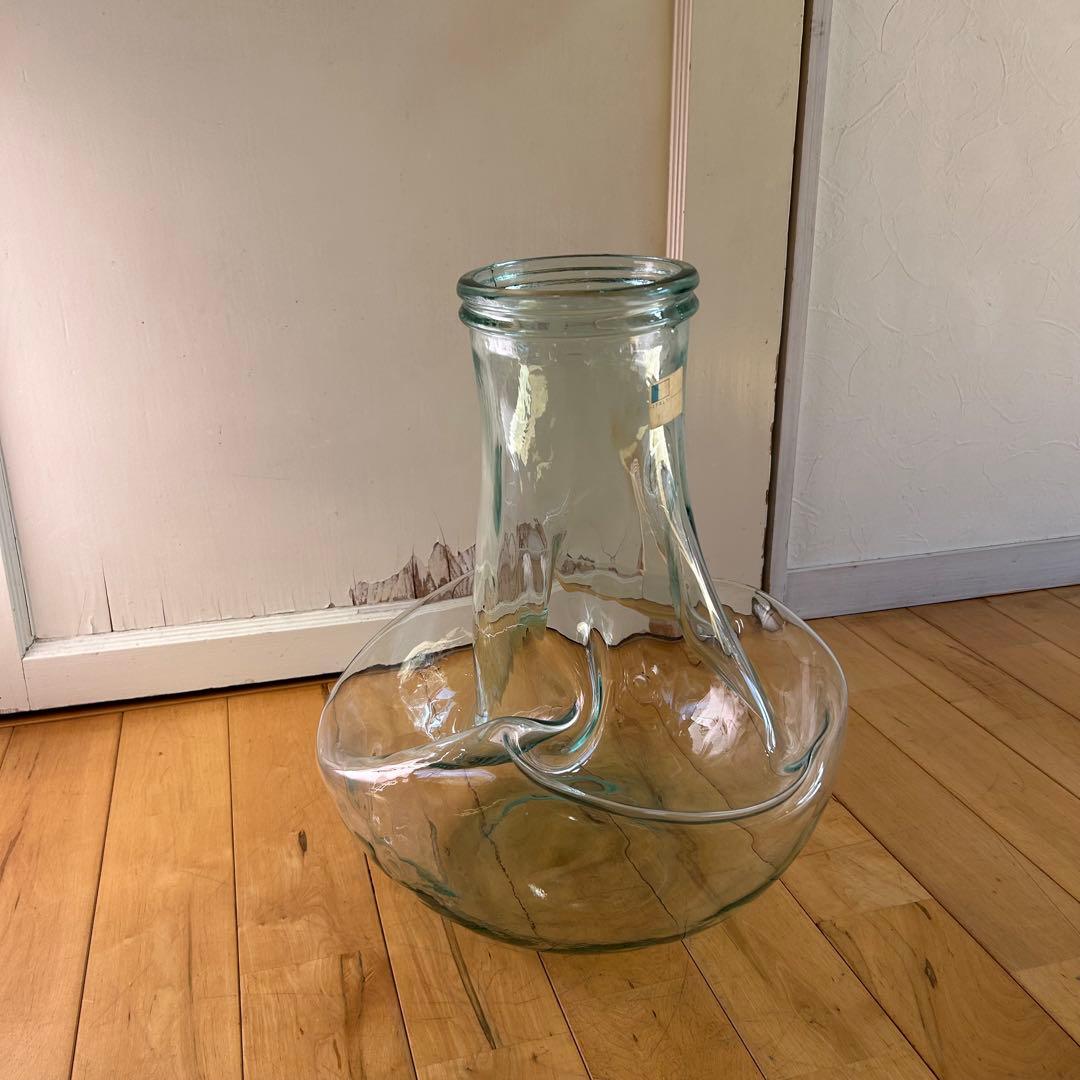 ☆ イタリア製☆特大 ガラス　フラワーベース　花瓶 オブジェ 花器 ビンテージ