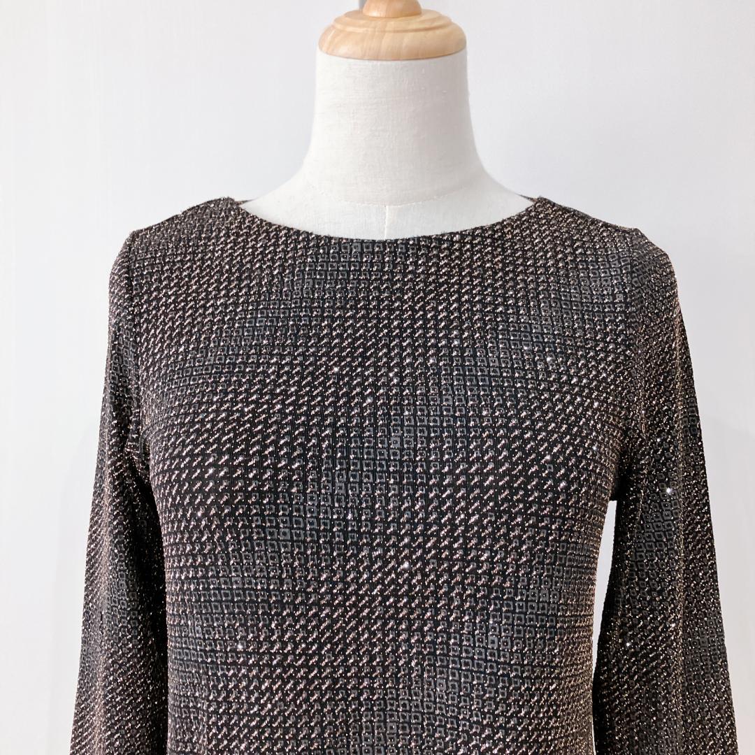 【極美品】コルソロッソ　ラメトップスサイドスリット　イタリア製長袖ワンピース