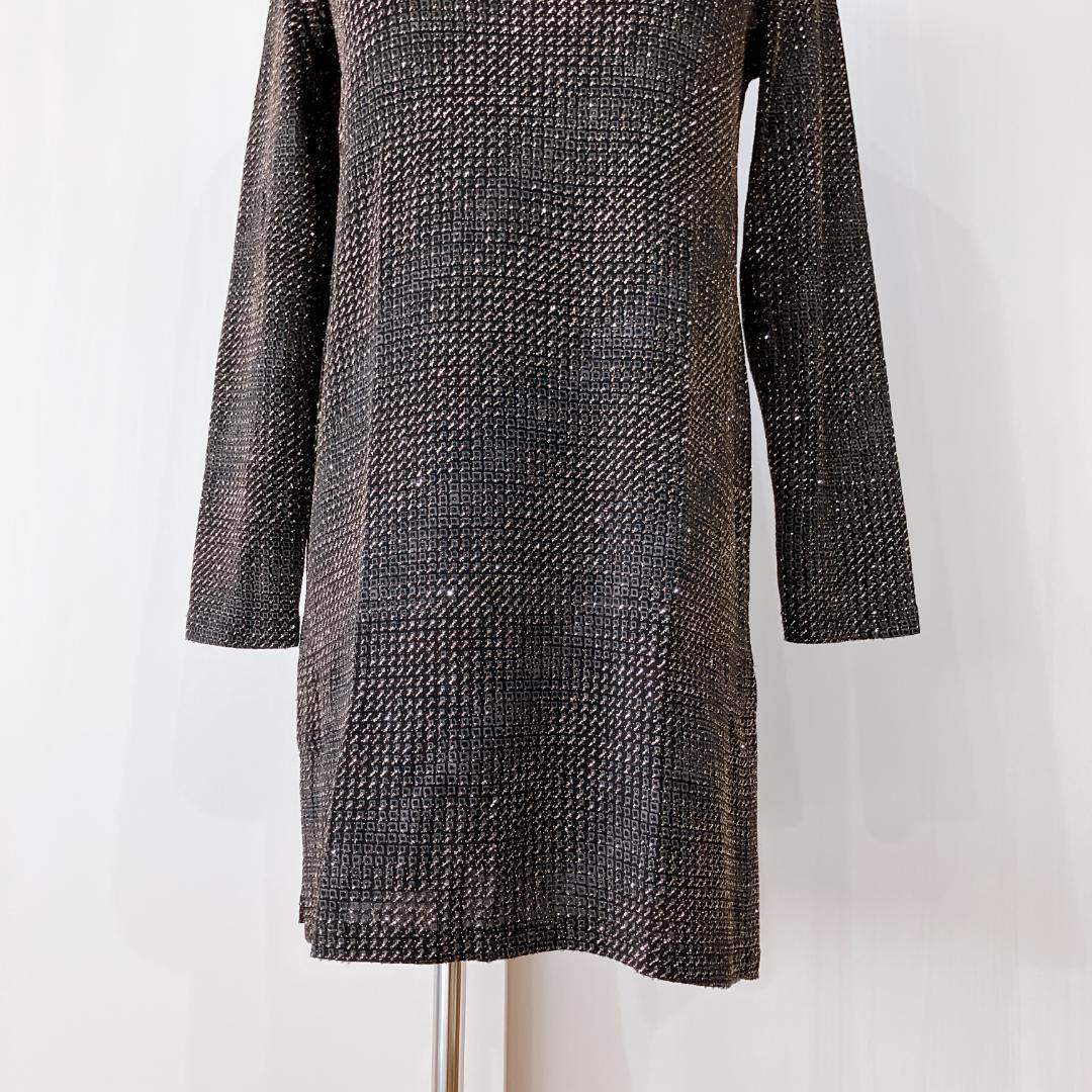 【極美品】コルソロッソ　ラメトップスサイドスリット　イタリア製長袖ワンピース