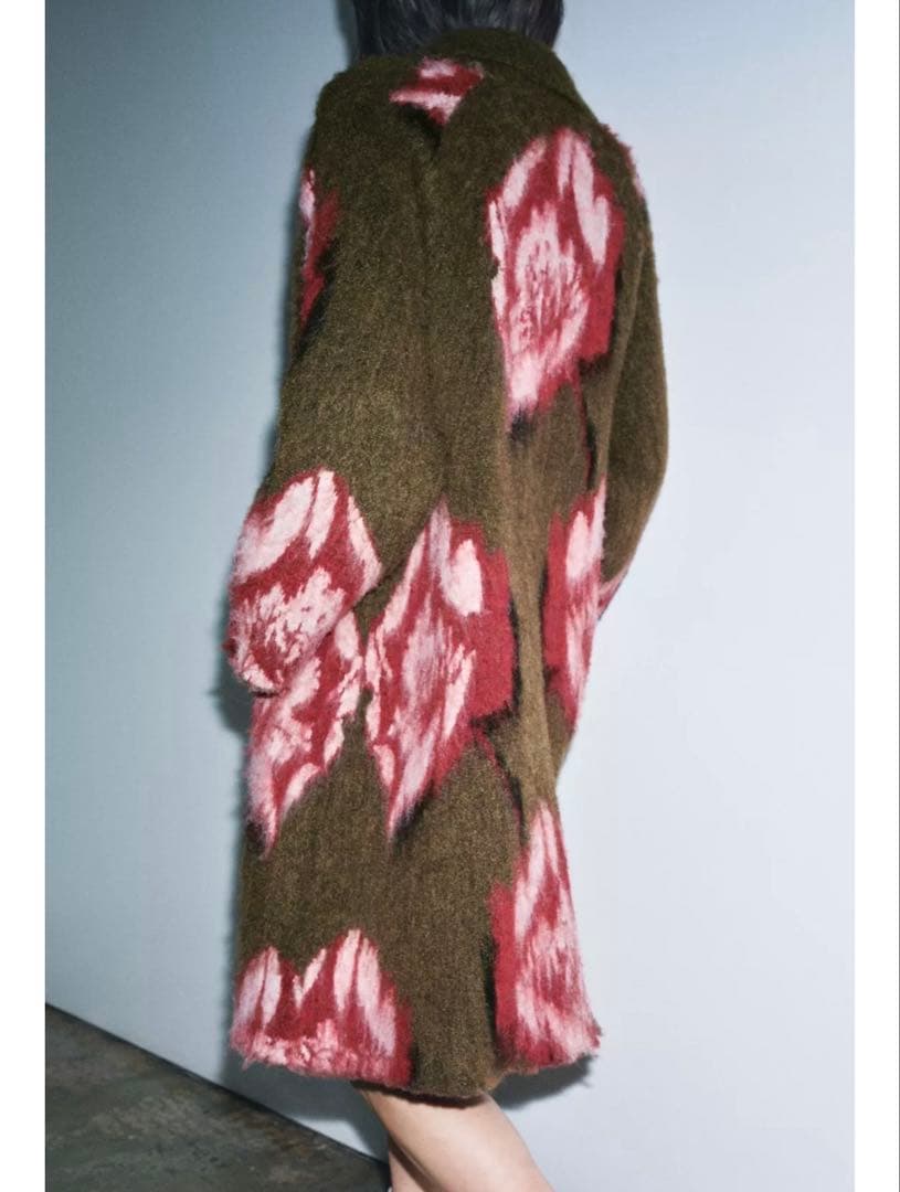 zara 花柄 ニットコート L