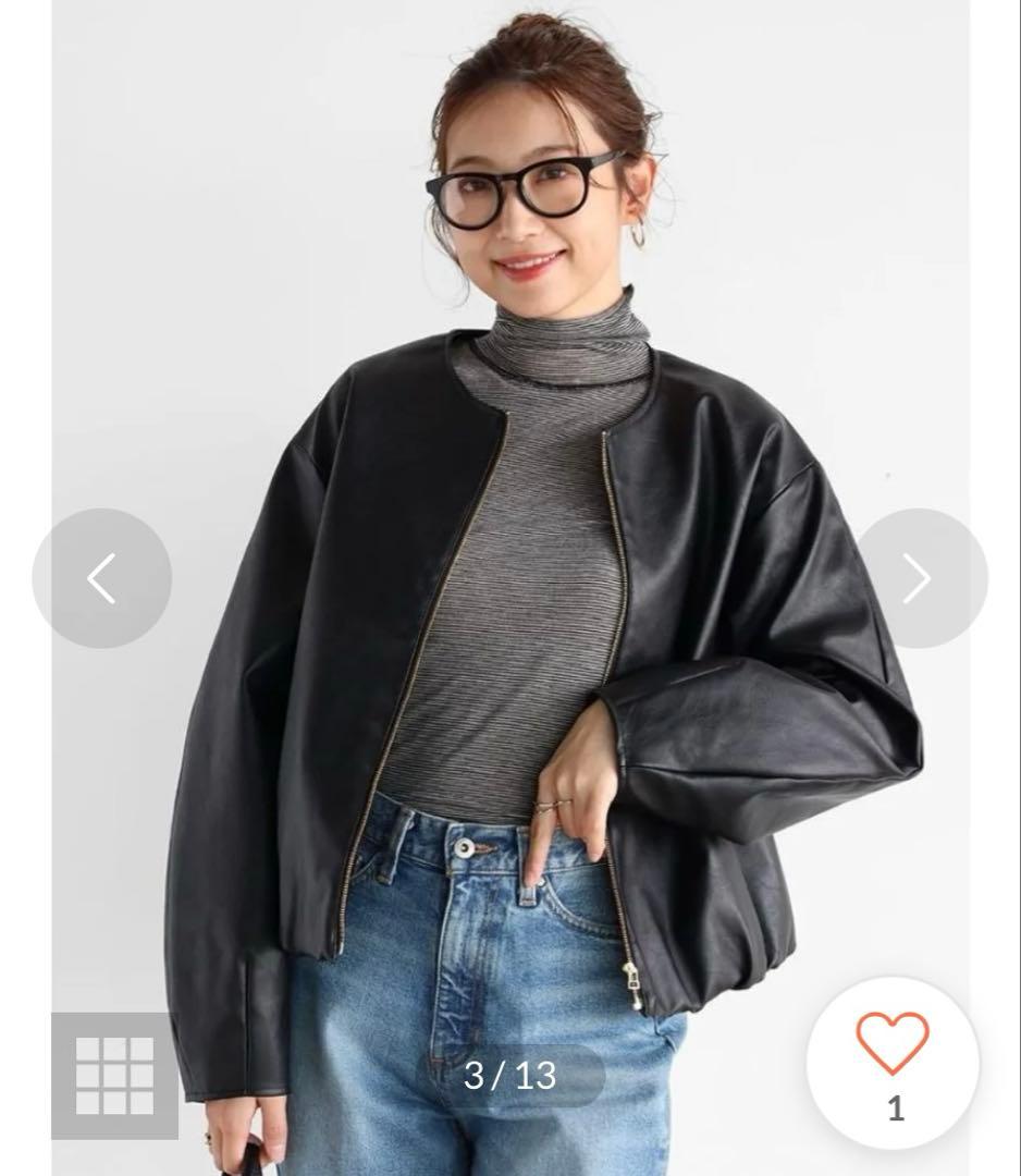 新品ヤマダヤ　Vin バルーンヘムレザー ジャケット 丸みシルエット 大人可愛い