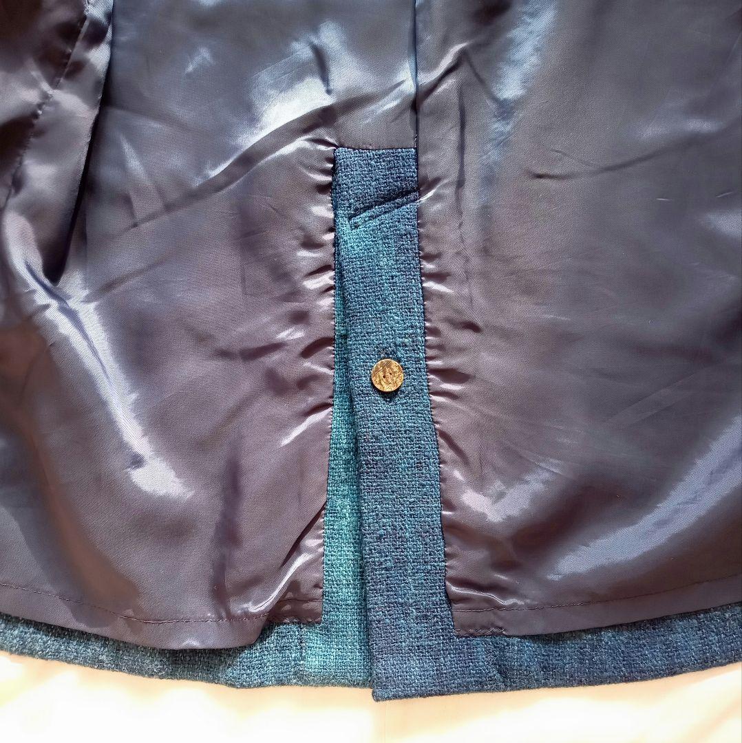 古布 リメイク 藍染 型染 パッチワーク ウール ダッフルコート 大きいサイズ