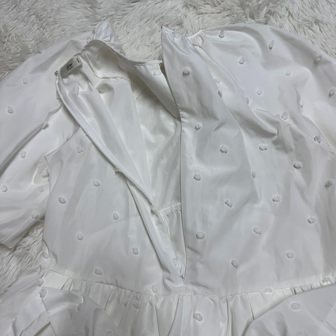 2023SS Maison sono ポンポンジャガードリボンブラウス