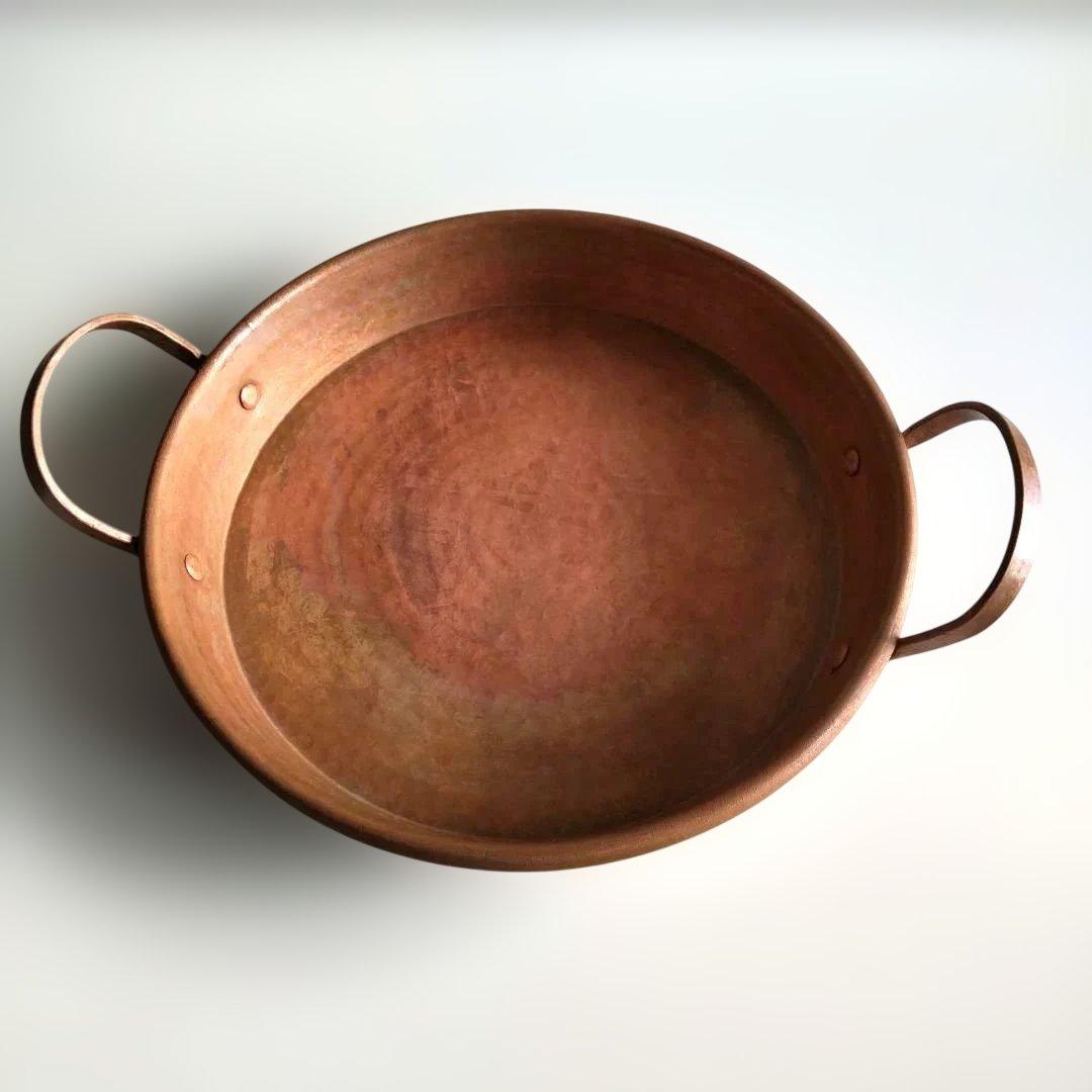 みんげいおくむら　中国雲南　銅製　平鍋25cm　IH不可