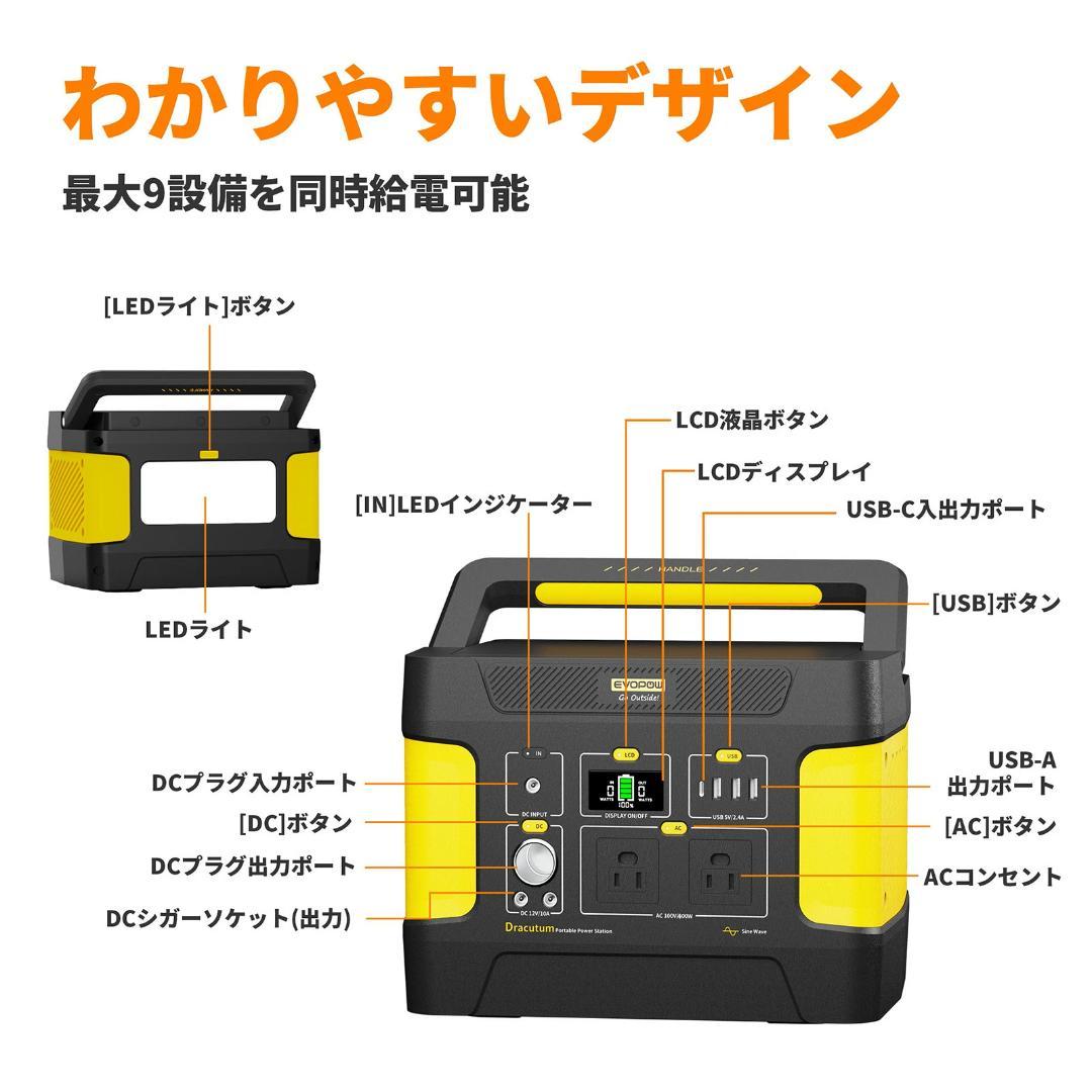 全新品ポータブル電源-355Wh/110938mAh　防災色イエロー