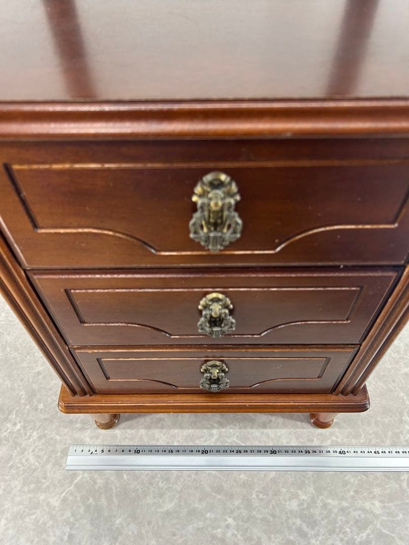 送料込み【木製電話台 サイドテーブル3段引き出し付き 高さ 約85.5cm】