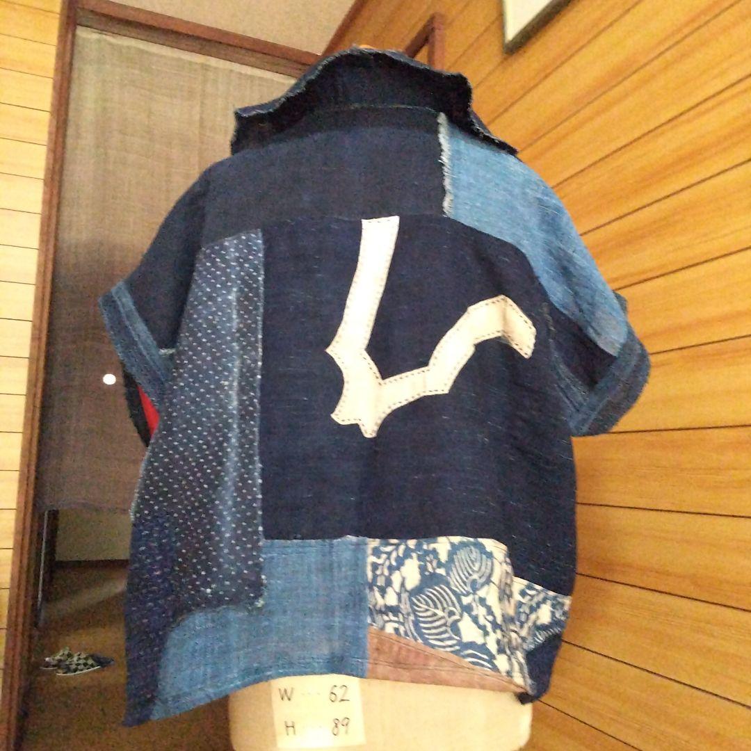 麻、半袖、衿つきジャケット