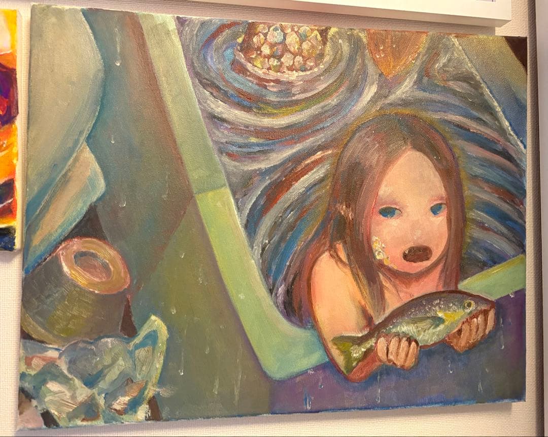 人魚 油彩画 F6