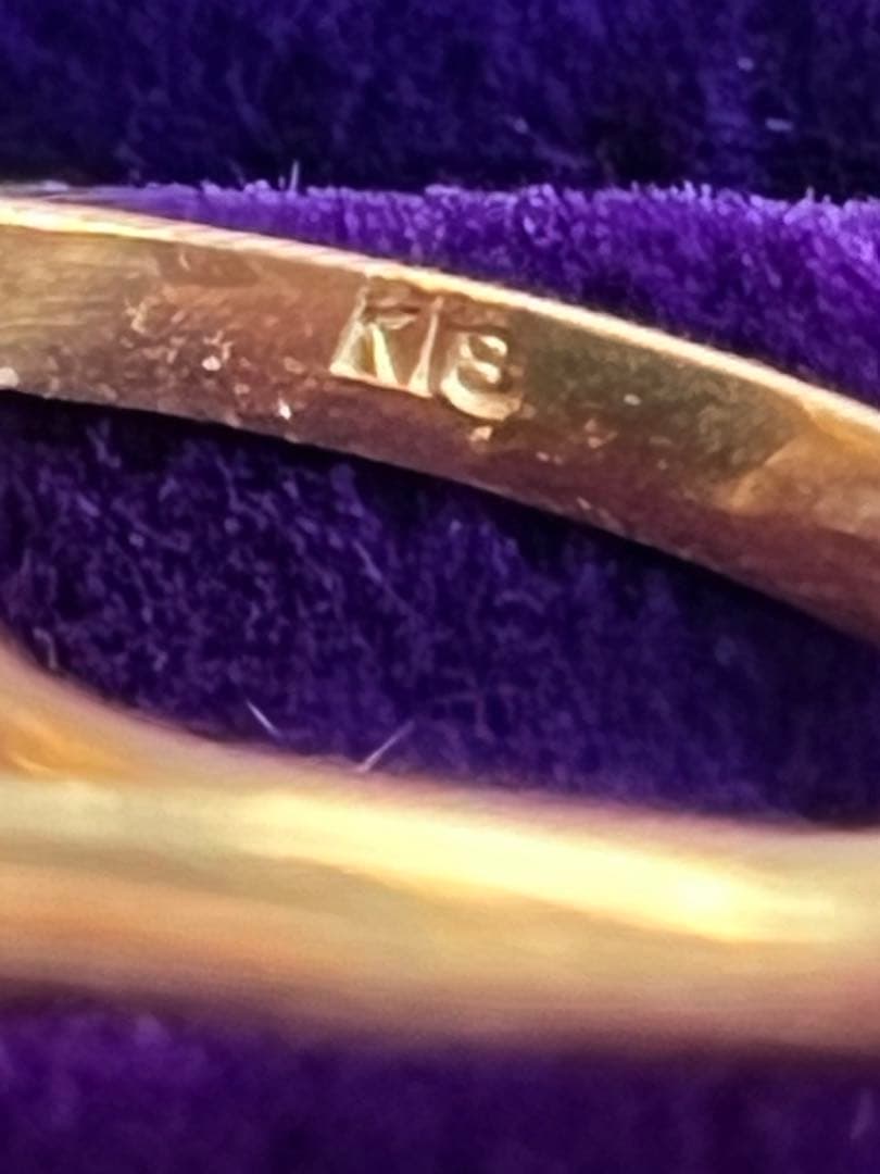 K18刻印 大粒ターコイズ ゴールドリング 指輪　ヴィンテージ