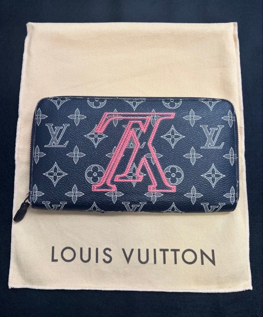 LOUIS VUITTON 長財布 ネイビー ピンク