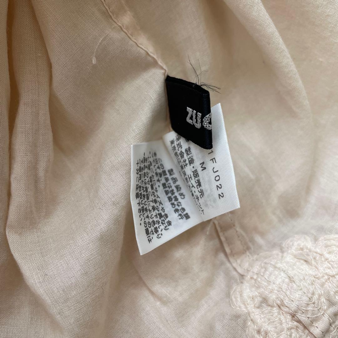 美品　ZUCCA コットン　エンブロイダリー刺繍ロングブラウス　ゆったり