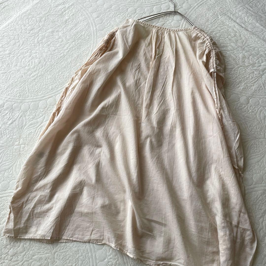 美品　ZUCCA コットン　エンブロイダリー刺繍ロングブラウス　ゆったり