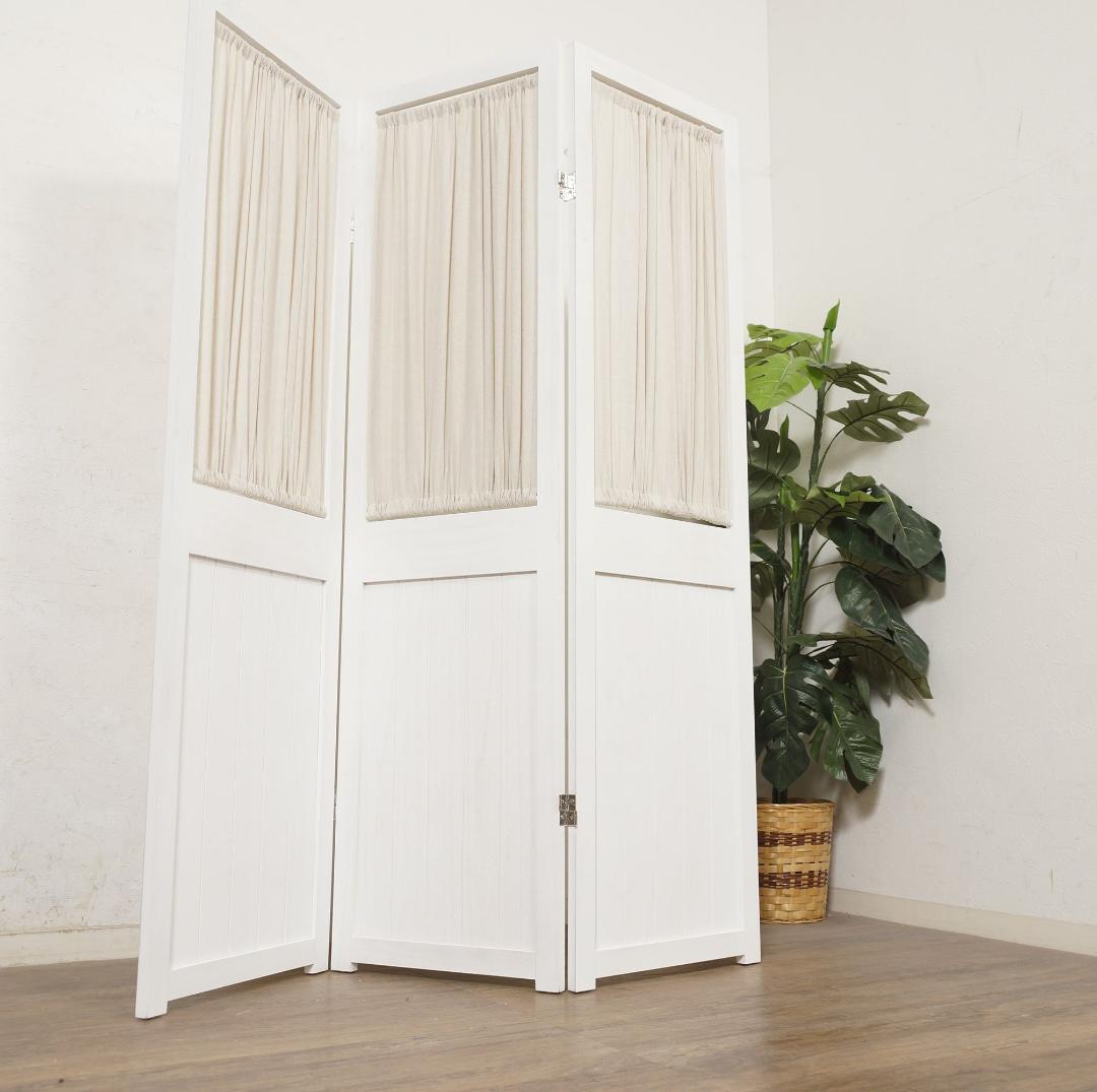 シャビーウッドファニチャー 3連　パーテーション　間仕切り　衝立