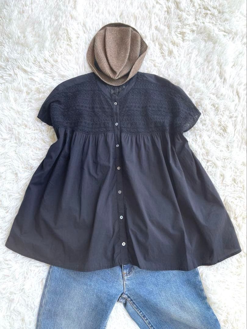 【美品】BEARDSLEY　ビアズリー　リバーレース２WAYブラウス　半袖