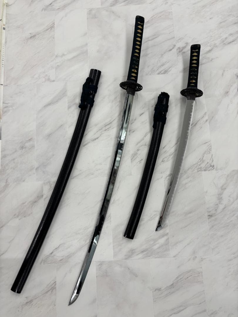 模造刀 模擬刀 大小 2本 セット 鞘付き 袋付き 骨董品 武具 コスプレ