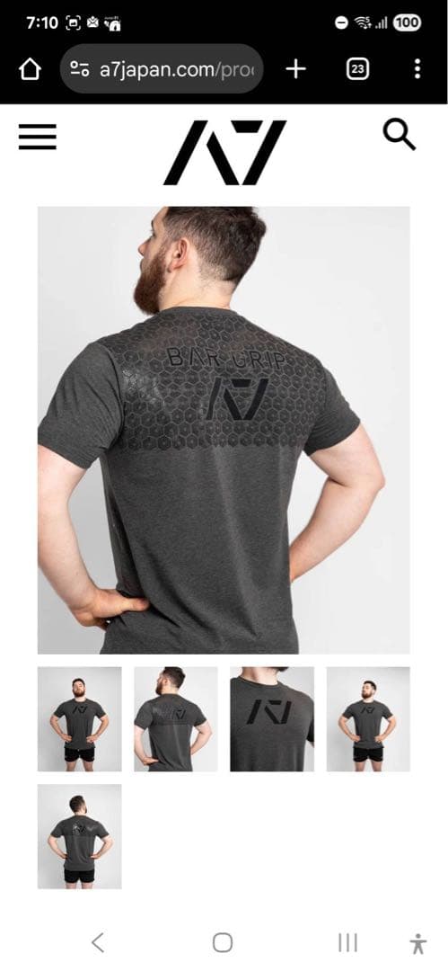 A7 BAR GRIP Tシャツ CHARCOA （メンズSサイズ）