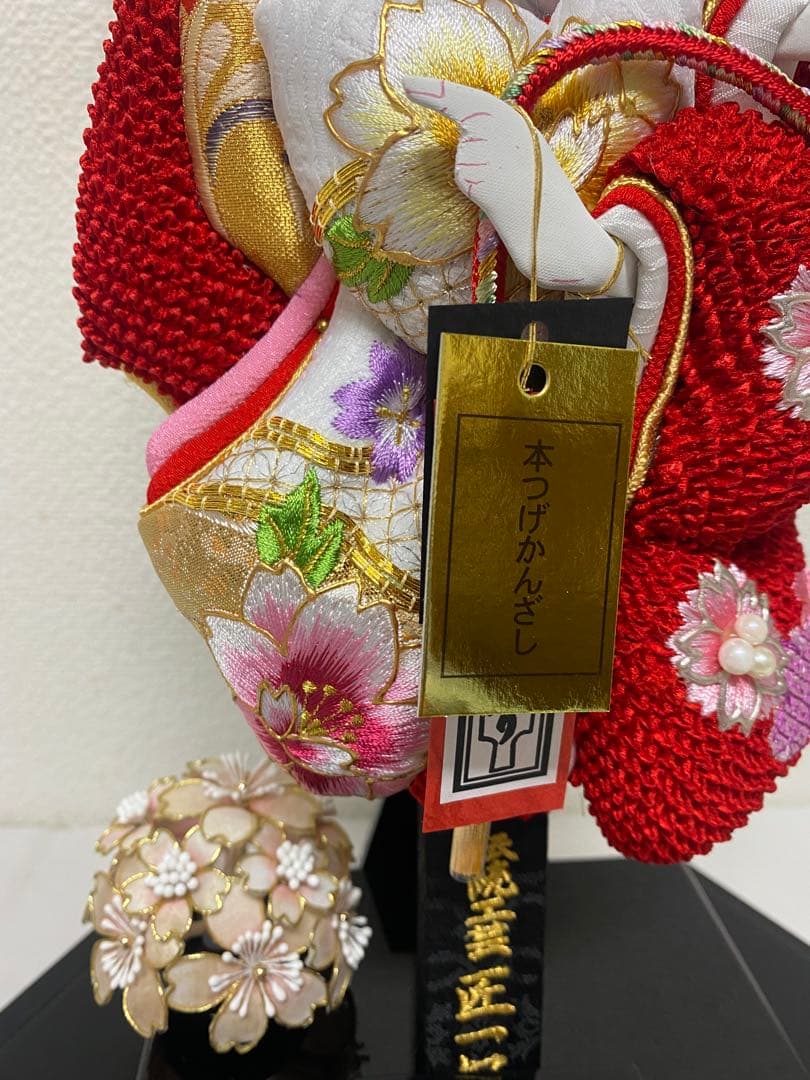 羽子板　六角ガラスケース１０号・本真珠・サイズ間口約３０×奥行約２０×高約４６㎝