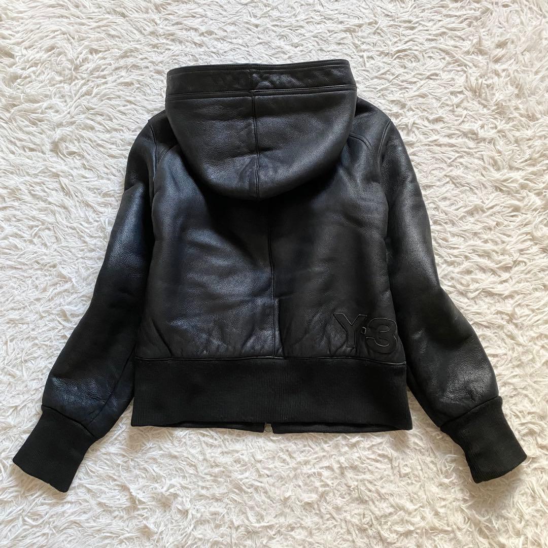 美品■Y-3　ムートンジャケット　ラムレザー　　裏ボア　レザーパーカー　ブラック
