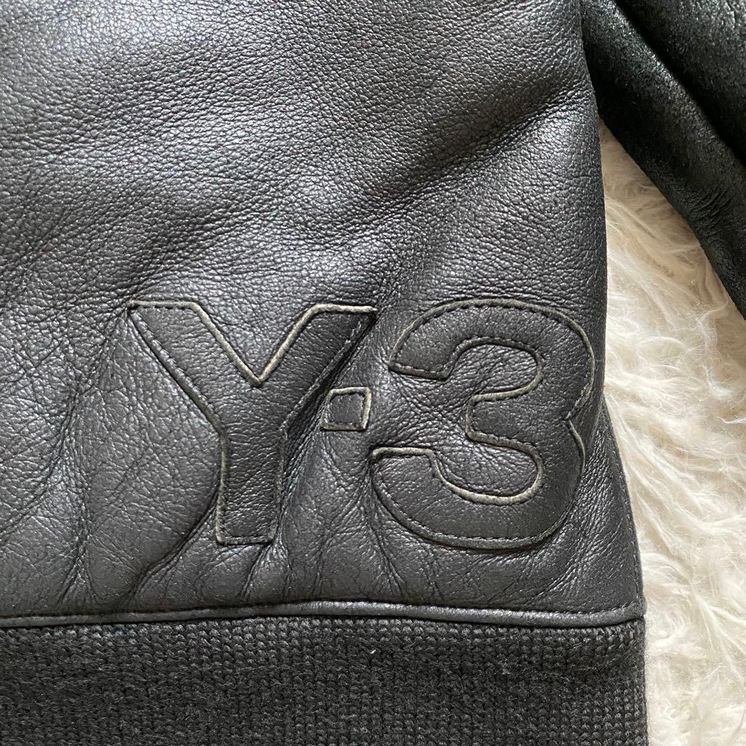 美品■Y-3　ムートンジャケット　ラムレザー　　裏ボア　レザーパーカー　ブラック