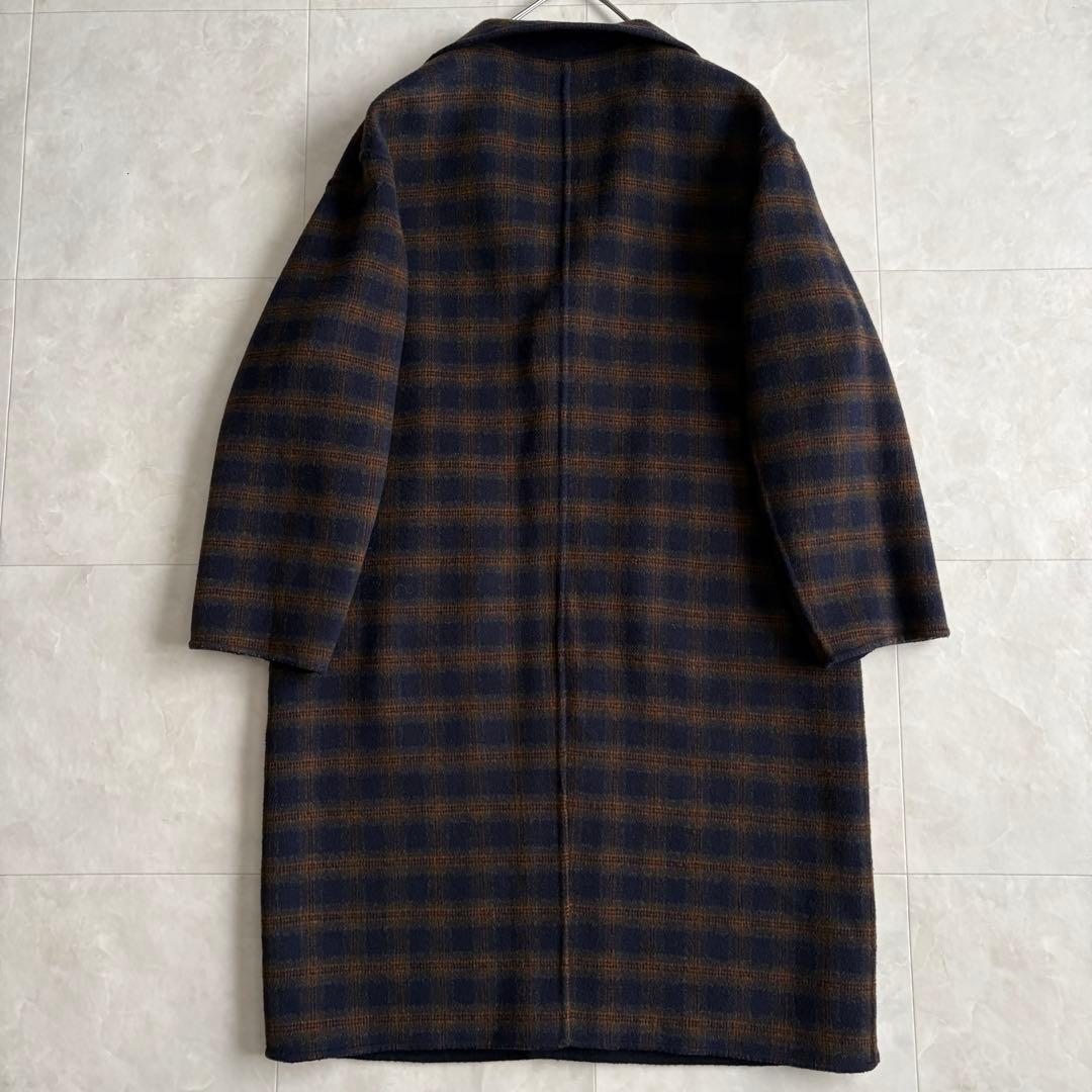 human woman ウールリバー チェスターコート チェック×ネイビー M