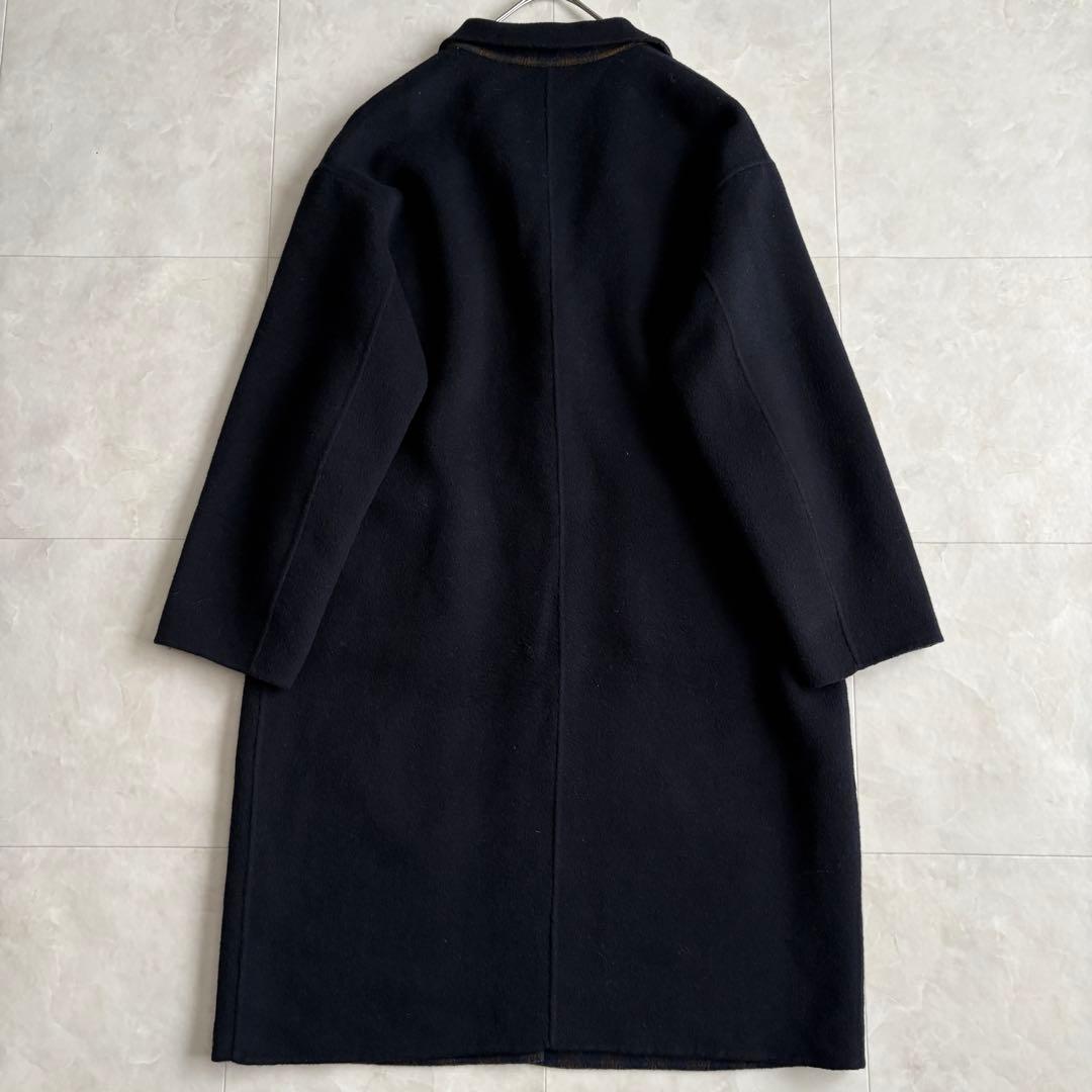 human woman ウールリバー チェスターコート チェック×ネイビー M