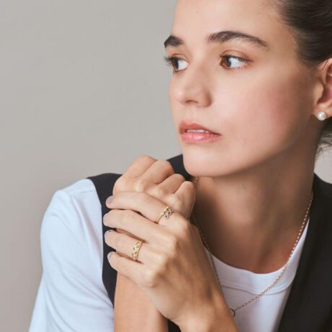 【新品】agete アガット　K10 ゴールドリング　サファイア　パール