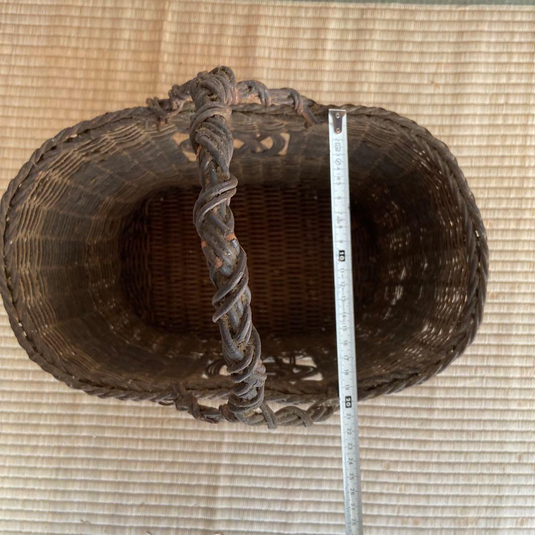 あけび　編みかごバッグ　編み籠　模様編み　ワンハンドル　かごバッグ