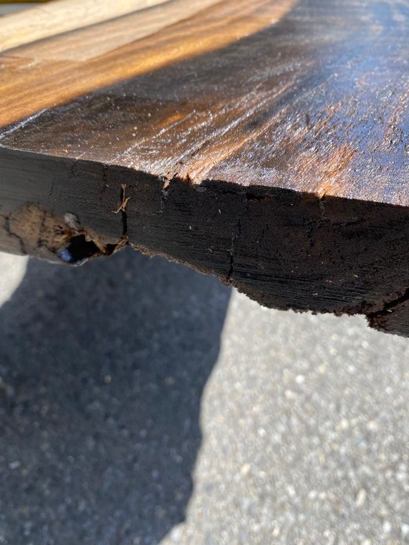 [即購入OK] 黒柿(くろがき)耳付き一枚板　黒縞　杢　DIY 素材　完全乾燥材