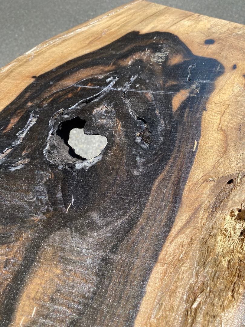 [即購入OK] 黒柿(くろがき)耳付き一枚板　黒縞　杢　DIY 素材　完全乾燥材