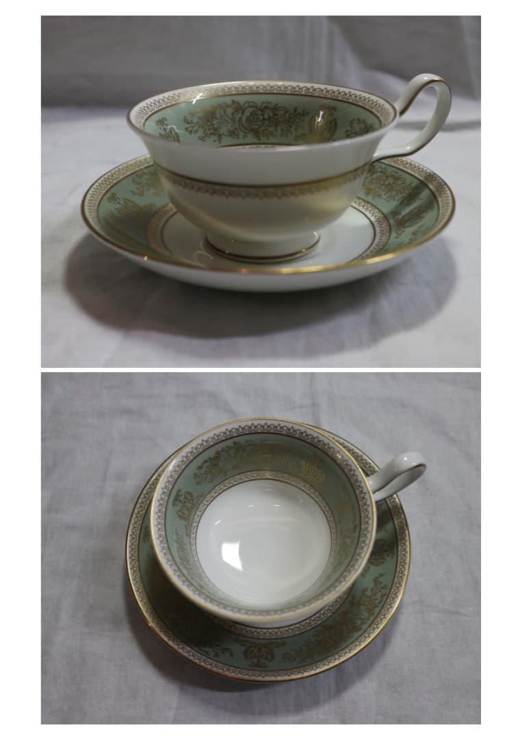 希少 ウェッジウッド コロンビア グリーン カップ&ソーサー2客/プレート6枚