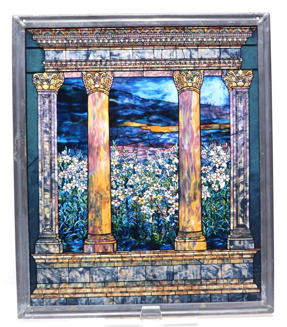 ルイス・C・ティファニー ヴィンテージ ステンドグラス 極希少 大型 百合畑の窓