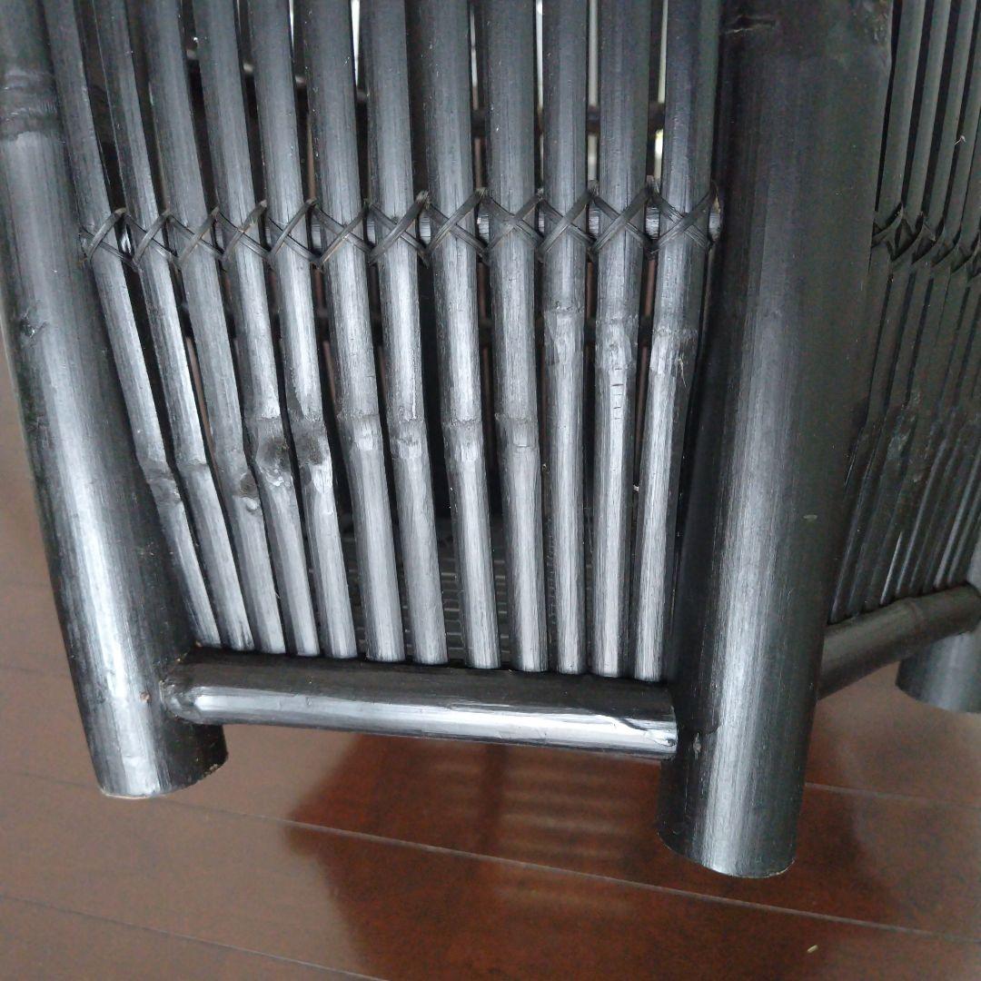 ヴィンテージ 特大バンブー 鉢カバー 六角形 ブラック