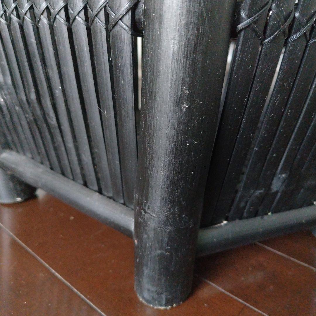 ヴィンテージ 特大バンブー 鉢カバー 六角形 ブラック