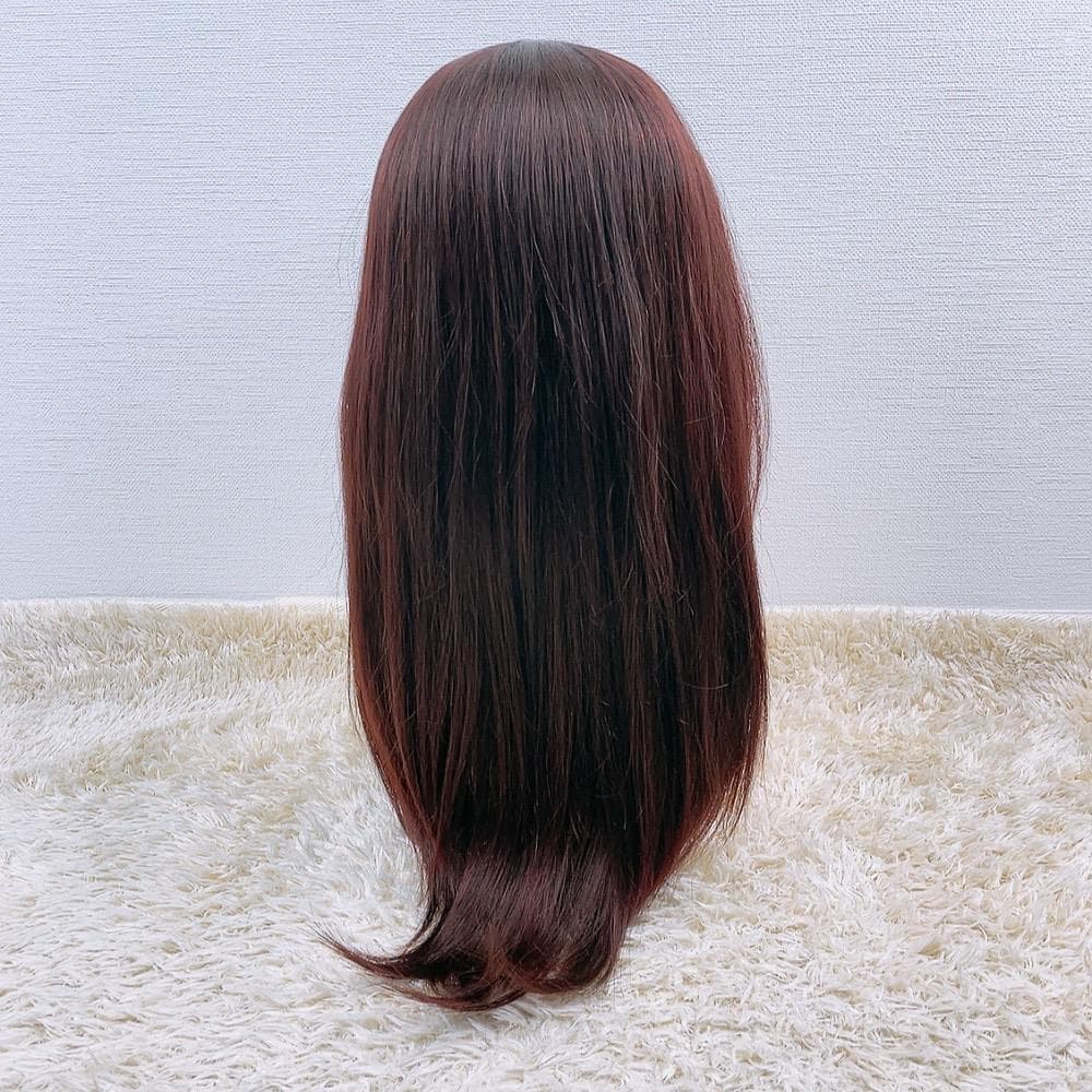 み*さ様 人毛100% フルウィッグ 医療用 ロングストレート ダークブラウン