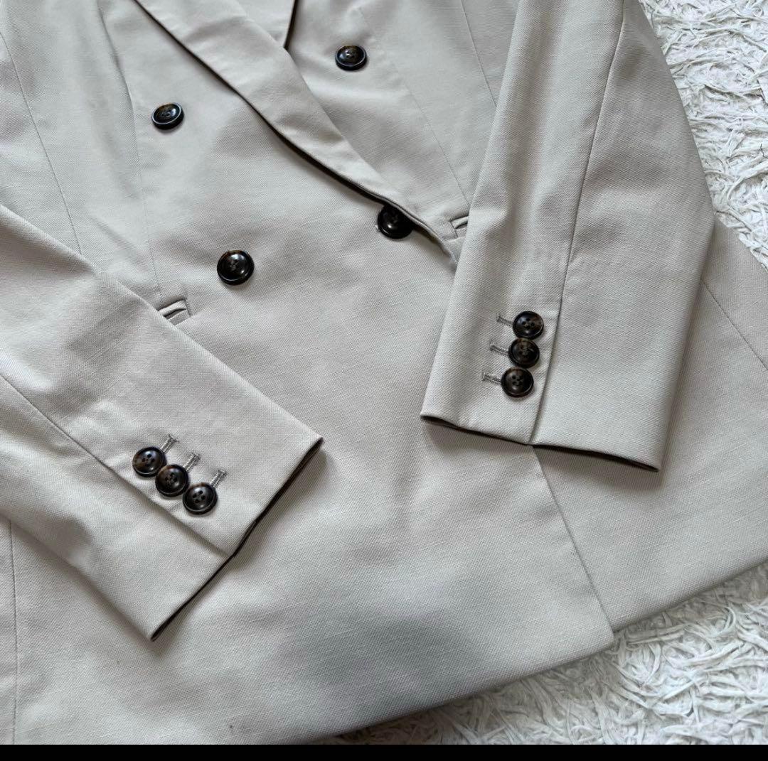 美品 プラステ リネンブレンド　ダブルジャケット セットアップ 洗える XS