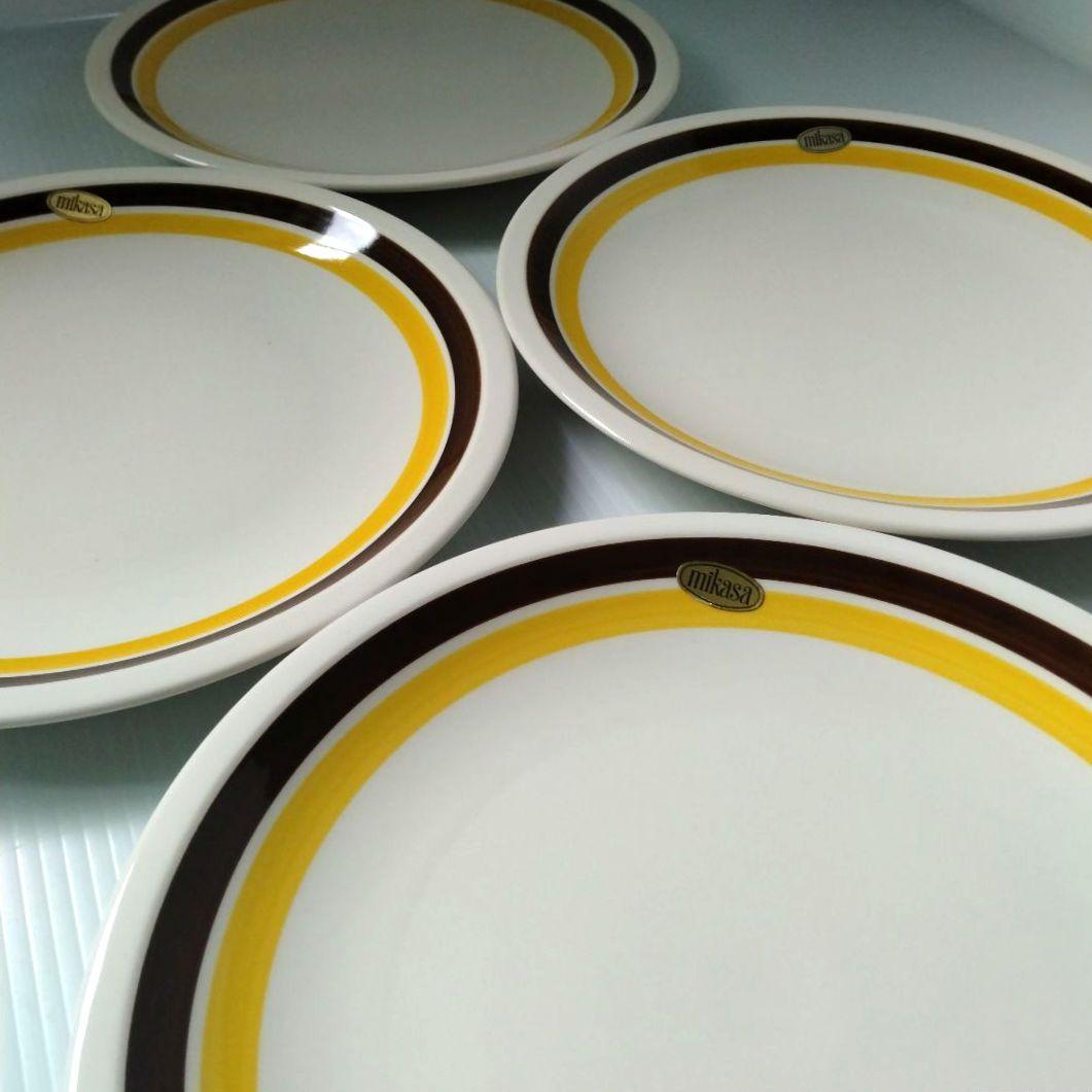 昭和レトロ MIKASA オールド ミカサ 大皿 プレート皿 イエロー 24cm