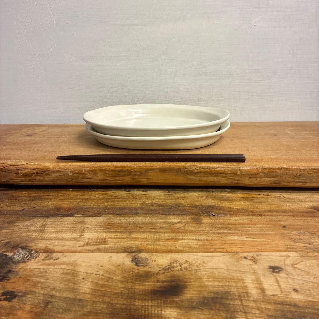 Gigi新品　陶器　陶芸作家　楕円リムプレート皿2枚　441